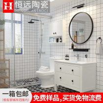 Mosaic ceramic tiles water swimming fish pond bathroom jigsaw puzzle pure pink kitchen background wall small white brick Nine Palace grid