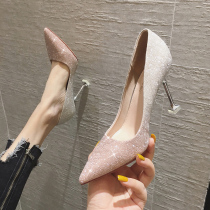 French high heels women 2021 new summer wedding shoes bridal shoes 18 years old careful design sense niche temperament