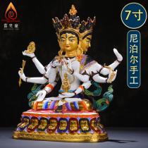 Revered Buddhist Mother Buddha Mizong pure bronze color painted home dedicated to the Tibetan family used for the home Buddha statue of Buddha at the mercy of the Buddha