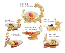 Resin Golden Dragon Phoenix fruit plate luxury European high-end nightclub luxury base creative pendulum Dingxing KTV ornaments