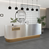 Clothing store Simple modern stainless steel bar counter cashier Barber shop beauty salon SPA hall Light luxury curved front desk