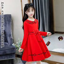 Girls dress 2022 new spring dress Long sleeve doll collar Princess skirt CUHK Childrens College Wind skirts Ocean Gas