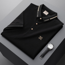 Summer pearl cotton polo shirt Mens summer personality polo collar embroidery t-shirt Light business slim lapel short-sleeved top