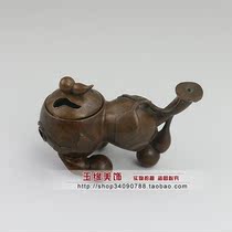 Old solid copper red copper gourd incense stick incense burner aromatherapy stove copper carved incense road length 8 7cm