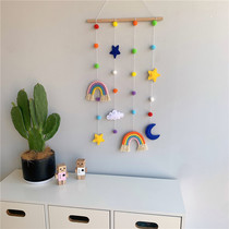 Ins Wind decoration three-dimensional Rainbow star hair ball pendant photo hairclip storage childrens room kindergarten ornaments