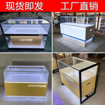 Mobile phone counter display cabinet New Huawei vivo mobile Apple mobile phone store counter wood grain glass display cabinet customization