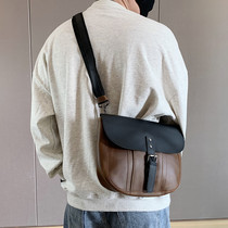 New Leisure shoulder bag Mens Tide Brand Japanese Retro Crazy Horse Leather Mens Backpack Shoulder Bag Large Capacity Saddle Bag