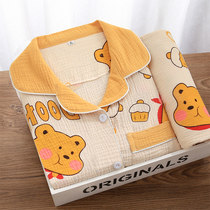 Monthly clothing Maternity pajamas Summer thin gauze May postpartum spring and autumn pure cotton 7 Nursing feeding home clothes six