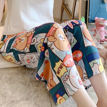 Cotton Silk Sleeping Pants Lady Thin style trousers broadlegged pants net red 90% extras to enlarge yard artificial cotton home pants summer
