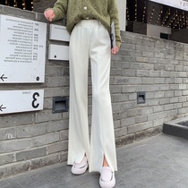 Small 150cm wide leg pants 2021 new high waist thin straight pants ins trendy split trousers