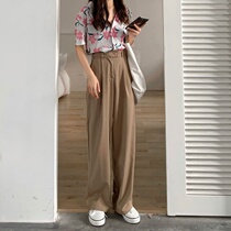 Small man 150cm suit pants Spring and autumn casual wide leg pants thin hanging high waist straight tube loose pipe pants