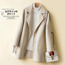 Canary Kiss high-end temperament double-sided cashmere coat female small man slim long woolen coat