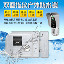 Open-air double-sided fingerprint lock Outdoor courtyard door Garden villa door iron door password lock Waterproof router air door lock