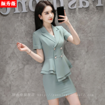 Summer high-end professional suit female temperament workplace short-sleeved suit skirt hotel manager beautician overalls