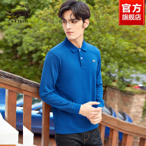 Crocodile long sleeve lapel top cotton pure cotton T-shirt casual fashion loose 2021 autumn men polo shirt tide