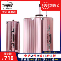 Kadile crocodile all aluminum magnesium alloy trolley case men and womens suitcase universal wheel metal 20 inch boarding luggage