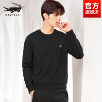 Crocodile Sweater Men Spring and Autumn Joker Long Sleeve Pullover 2021 New Autumn Loose Top Round Neck Solid Color base shirt