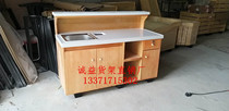 Baiguoyuan fruit shop shelf fruit washing and cutting table double-layer marble surface fruit cutting console wooden catering and tea