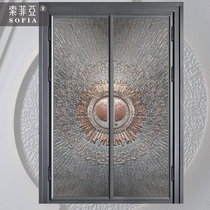 Custom explosion-proof cast aluminum door Villa Gate Countryside Entrance Double Open Household Entrance Door primary-secondary door Bronze Door
