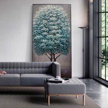 Hand-painted oil painting dark green fortune tree decorative painting modern porch mural staircase aisle vertical living room floor painting