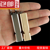 Flat aluminum alloy dual-frequency survival whistle double tube outdoor survival whistle equipped with EDC tools