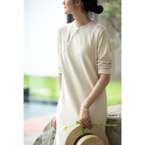Mu Yi Tour Original Design Womens Planted Cotton Loose Dress Autumn (Zen Ji Chinese Cheongsam) Narrative