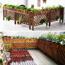 Anti-corrosion wood fence outdoor courtyard flower slot partition fence outdoor balcony guardrail flower pot stand restaurant partition flower stand