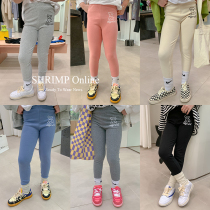 Salted egg shrimps rice Korean girl pure color cotton comfortable beating bottom pants baby spring high waist and small bear trousers