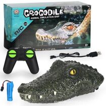 Simulation crocodile remote control induction boat electric children's water toy trembles with remote control boat waterproof double propeller