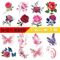 Tattoo sticker waterproof female durable 3D color rose flower butterfly small pattern sexy lock fracture scar sticker