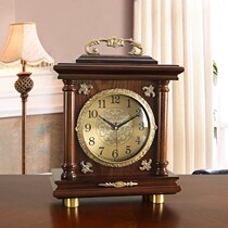 Chinese style solid wood clock living room luxury brass clock European retro desktop clock new Chinese classic clock