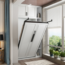 Modern minimalist balcony invisible bed cabinet one single under the bed multi-function wall bed folding bed against the wall folding bed with side cabinet