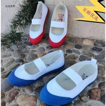 Red head Lutai children's white dance shoes non-slip performance shoes boys small white shoes gymnastics shoes blue head shoes