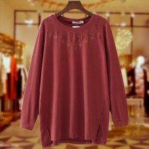 2019 autumn new old size womens plus size long sleeve pullover fat mother embroidered T-shirt base shirt