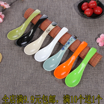 Plastic melamine spoon Small spoon Color hook spoon Imitation porcelain short handle Ramen Malatang spoon Commercial spoon Restaurant spoon