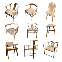 North American Ash Wood Wood rattan armrest backrest tea table main chair guest restaurant study horn chair Y chair