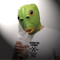 Green Head Fish Headgear Spot Shake Sound Burst Green Fish Man Headgear Animal Headgear Festival to blame funny performance props