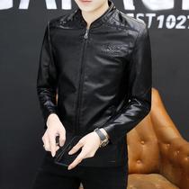 2020 new mens velvet leather clothing Korean version slim handsome motorcycle clothing stand-up collar short pu leather jacket coat tide