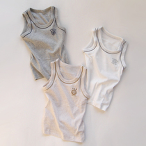 Japanese boy baby Summer cotton sleeveless T-shirt suspender knit vest]