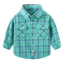 Children Long Sleeve Shirt Pure Cotton 2022 Fall Boy Grindroid Plaid Lining Clothes Baby Flipped Jacket Jacket 9920