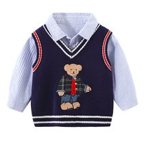 Boy Sweater Vest Spring Child Clothing Children Cartoon Small Bear Waistcoat Autumn Winter Baby Gafu Thickened Kan Shoulder 3213