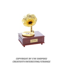 Shi home classical phonograph model music box with drawer music box winding chain decorative ornaments