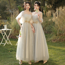 Gray bridesmaid 2021 new summer fairy temperament sister group girlfriends long evening dress dress dress female spring and autumn size