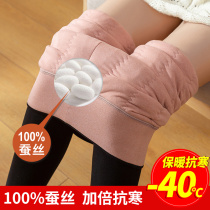 Silk Cotton Pants Woman Winter outside wearing gush thickened beating bottom pants High waist Large size Northeastern extra-thick warm pants