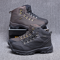 American Wild Horse Head Layer Bull Leather Mens Shoes High Help Outdoor Shoes Full Waterproof Anti-Slip Wear Men Hiking Climbing Shoes