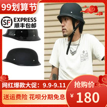 TTCO German soldiers locomotive retro semi-helmet summer personality Harley scoop helmet electric car Prince glass fiber reinforced plastic helmet