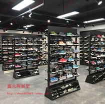 Wrought iron sports shoes display rack shelf tide shoe rack Zhongdao frame grid double-sided shoes middle rack shoe store storefront shoe rack