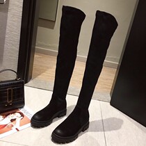 WUXIE harbor wind ins Super fire long boots suede over knee boots high boots Stretch Slim boots
