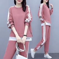 Leisure sports set womens two-piece set 2021 foreign style spring fashion temperament large size womens spring dress New