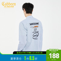 Carbine mens striped long sleeve shirt spring and summer new trend printing fashion age-reducing coat top couple A